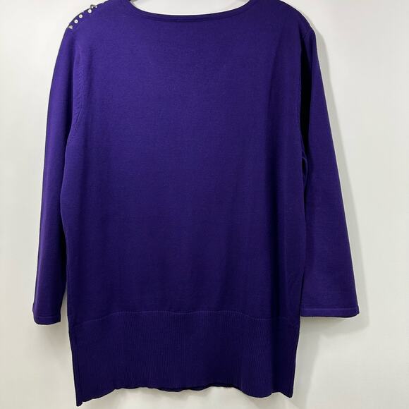 Cable & Gauge Sequin Bejewelled Purple Sweater XL - Picture 2 of 10